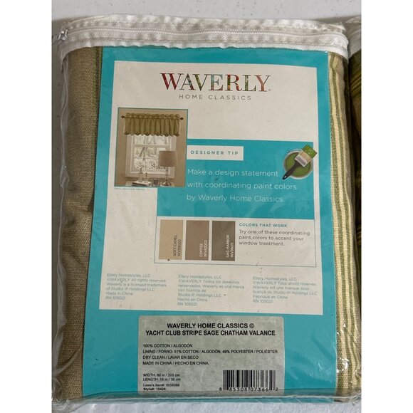 Waverly Home Classics Double Scalloped Valance 80" X 15" Sage Chatham - Picture 4 of 6